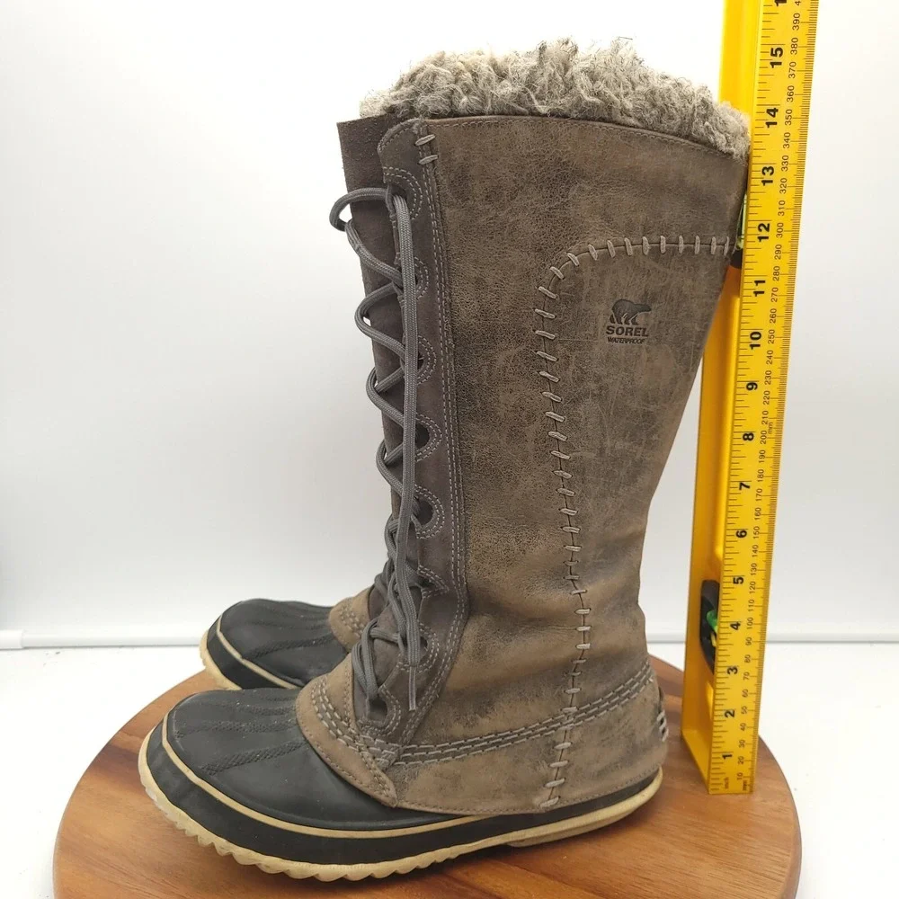 Sorel Snow‎ Boots Womens 7 Cate the Great Waterproof Tall Fur Leather Rain Tall